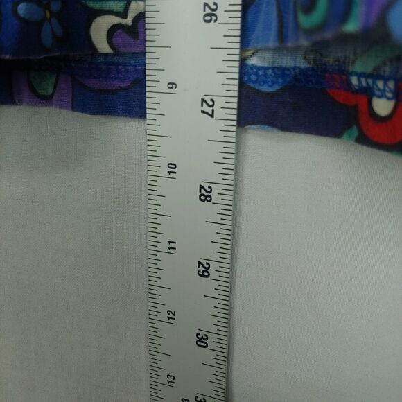 Peaches Uniforms Scrub Top Size XS Blue Floral Smiley Face V-neck Short Sleeve - Picture 8 of 8